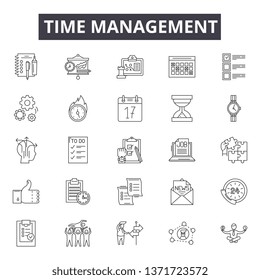 Time management line icons, signs set, vector. Time management outline concept, illustration: time,clock,management,schedule,business,concept