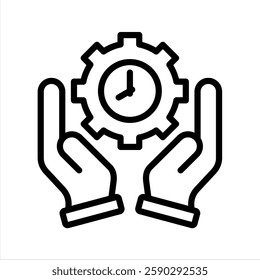 Time Management Line Vector Illustration On White Background.
