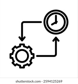 Time Management Line Vector Illustration On White Background.
