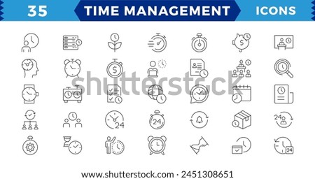 Time management. Linear icon collection. Editable stroke.time management icon set line design blue. Time, manager, icon, development, business vector illustrations.
