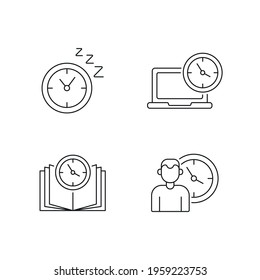 Time management linear icon. Thin line customizable illustration. Contour symbol. Vector isolated outline drawing. Editable stroke