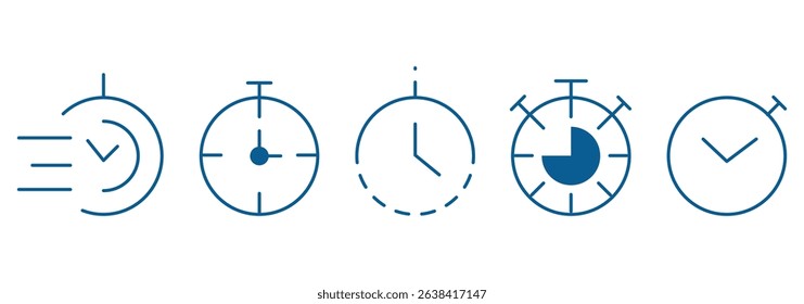 Time Management Made Easy A Comprehensive Timer Icon Collection  . Timers line icon set. Timer  Stopwatch . Illustrator 