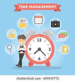 Time management man. idea of strategy, planning and doing.