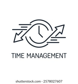 Time management. Manage to complete everything. Vector linear icon illustration isolated on white background.