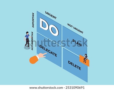 Time Management Matrix - Urgent vs Important Tasks 3d isometric vector illustration