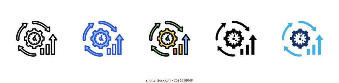 Coleção de Ícones de Métricas de Gerenciamento de Tempo com Vários Estilos