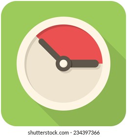 Time management, modern flat icon with long shadow