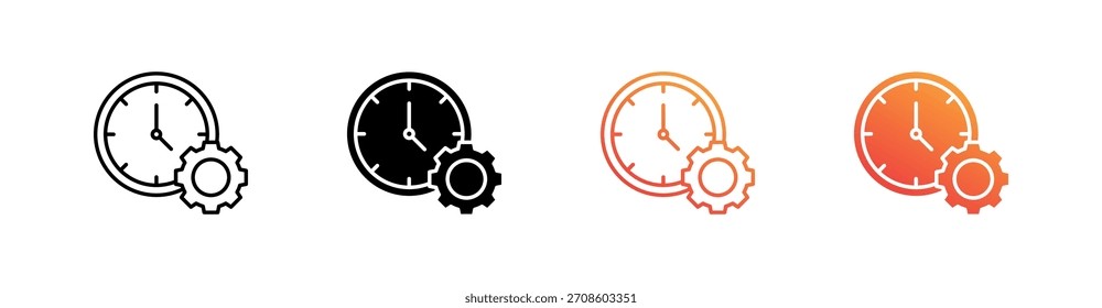 Conjunto de Ícones de Vários Estilos de Gerenciamento de Tempo