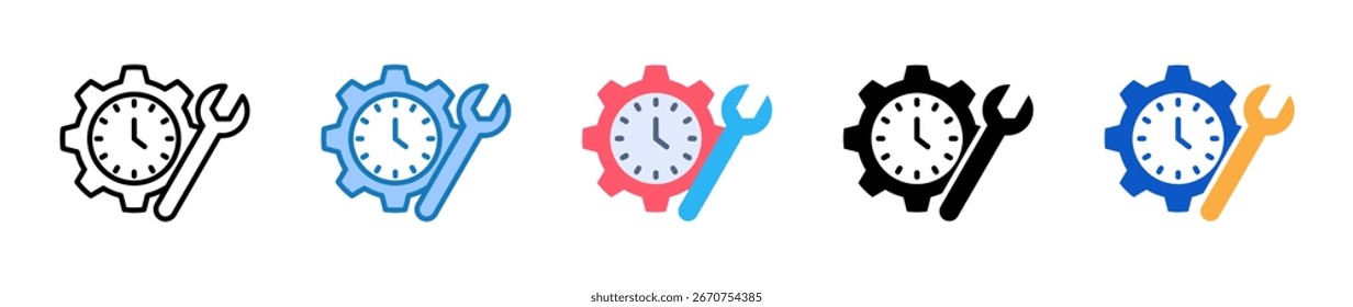 Time Management mehrere Stil-Symbole setzen Design-Vektorgrafik.