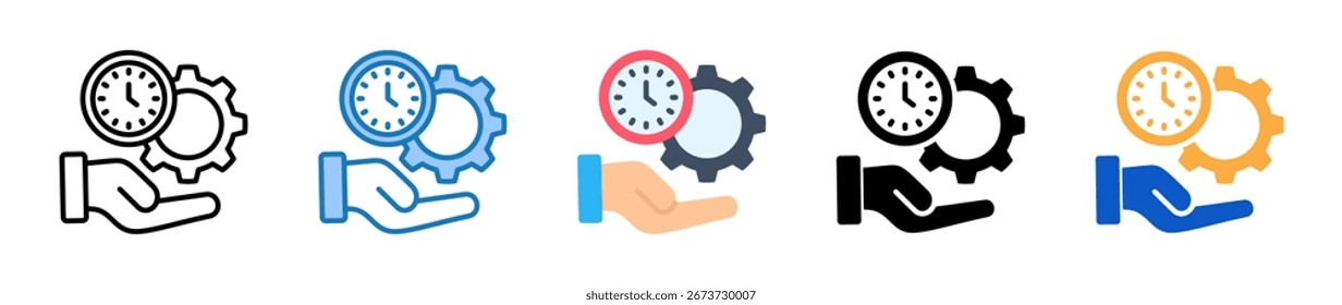 Time Management mehrere Stil-Symbole setzen Design-Vektorgrafik.