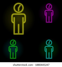 icono de juego de colores neon de administración de tiempo. Línea delgada simple, contorno vector de organización empresarial iconos para ui y ux, sitio web o aplicación móvil