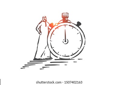Zeitmanagement, Organisationskonzeption Skizze. handgezeichnet, einzelne Vektorgrafik