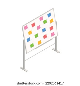 Time management organization planning icon with colorful sticky notes on white board 3d vector illustration