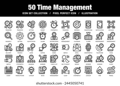 Time Management Outline Icon Set 