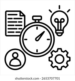 Ilustración vectorial de iconos de esquema de administración de tiempo
