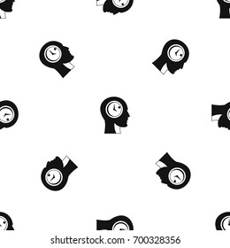 Time management pattern repeat seamless in black color for any design. Vector geometric illustration