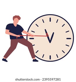 Gente de gestión del tiempo. Equipo trabajando juntos.Clock controla el tiempo de trabajo y las tareas.Organización multitarea del proceso. Ilustración plana vectorial.Gente con reloj de temporizadores. Plazo de trabajo.