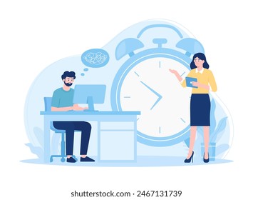 Time management people work trending concept flat illustration