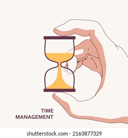 Concepto de planificación y control de la gestión del tiempo para un negocio eficiente y rentable. Horario de retención de la mano