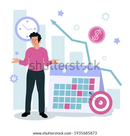 Time management planning and control concept for effiecient succesful and profitable business flat composition poster vector illustration EPS