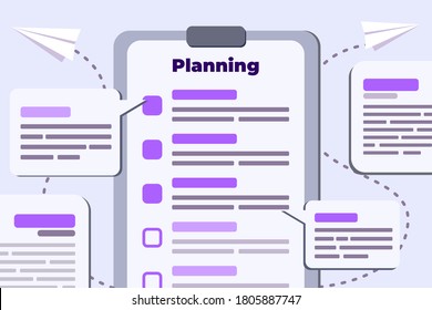 Time Management Planning To Do list Concept. Business Plan List. Flat Style Vector Illustration. Activity Schedule Management. work project planning. can be used for website, info graphic, UI / UX.