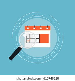 Time management and planning events flat vector illustration design. Business concept for date planning, organizing events and events management. Icon design for web banners and apps