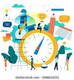 Time management, planning events, organization, optimization, deadline, schedule flat vector illustration design for mobile and web graphics