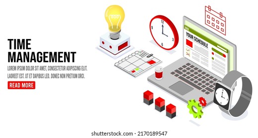 Time management planning, organization and control concept for effiecient succesful and profitable business. Business team time management. Vector illustration with characters.