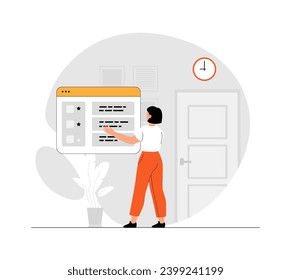 Planung, Organisation und Steuerung des Zeitmanagements für ein effizientes und profitables Geschäft. Illustration mit Menschen-Szene in flachem Design für Website und mobile Entwicklung.