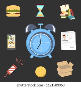 Time management. Planning, time organization of working day. Flat design modern vector illustration concept design