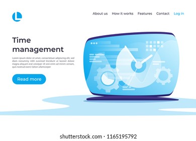 Time management, planning, organizing vector concept. Landing page template. Global swatches.