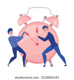 Time management planning schedule deadline composition with flat isolated icons and office workers characters vector illustration