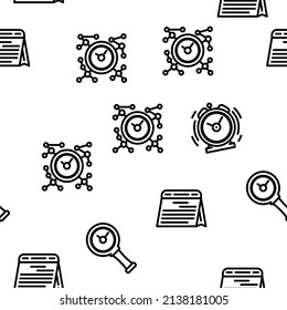 Time Management And Planning Vector Seamless Pattern Thin Line Illustration