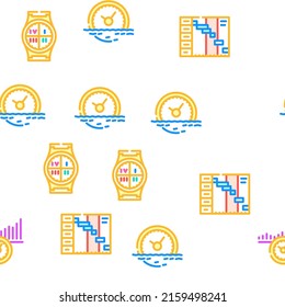 Time Management And Planning Vector Seamless Pattern Color Line Illustration