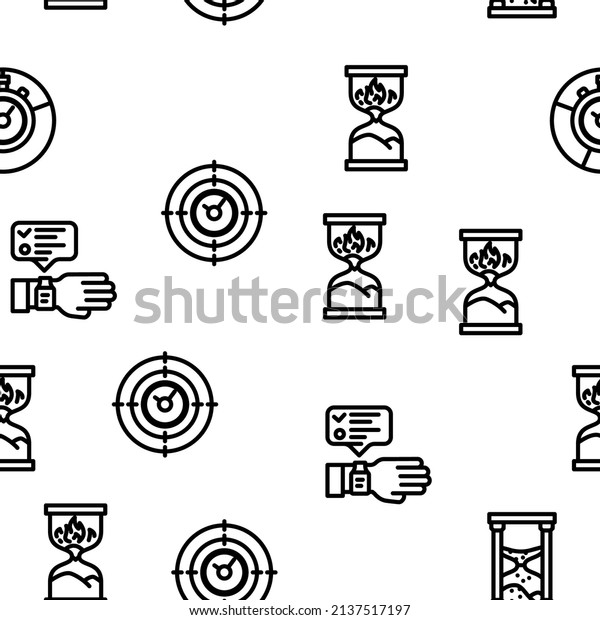 Time Management And Planning Vector Seamless\
Pattern Thin Line\
Illustration