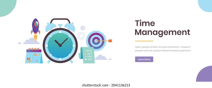 time management plannning to boost the project workflow concept flat vector illustration with editable copy space