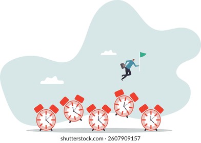 Time management, procrastination or work productivity, finish project within deadline, work efficiency or planning,character for design.