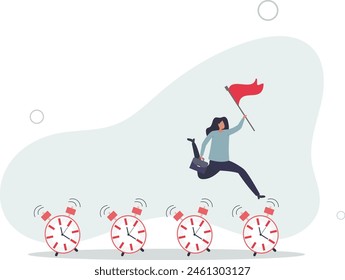 Time management, procrastination or work productivity,flat vector illustration.