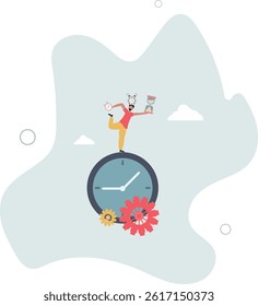 Time management or productivity addiction, work life balance or control work project time and schedule concept. character life .