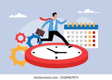 Time Management and Productivity in Business 2d flat vector illustration