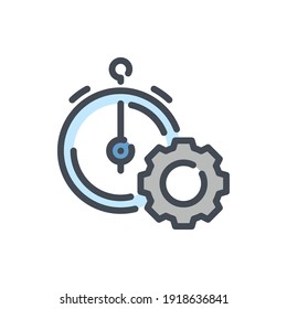 Time management and Productivity color line icon. Time with gear vector outline colorful sign.