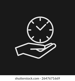 Time Management and Productivity Icon with Hand Holding a Clock for Effective Scheduling and Punctual Service