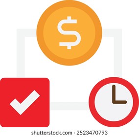 Time Management Productivity Icon Vector Flat Illustration