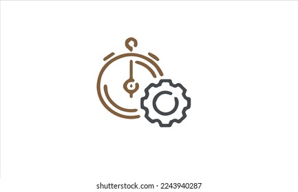 Time management and Productivity line icon. Time with gear vector outline sign.