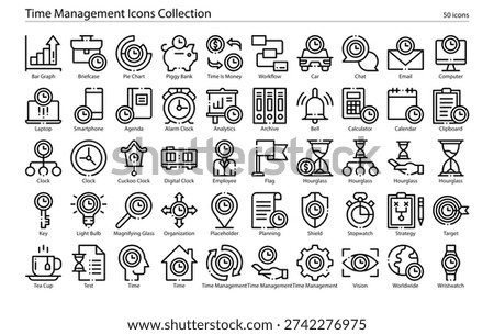 Time Management Productivity and Schedule Planning Icons