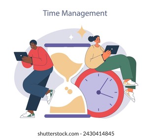 Time Management. Professionals optimizing productivity with digital tools, symbolic of efficient time management.