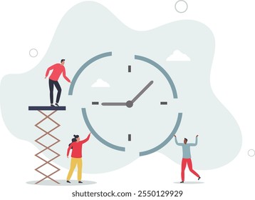 Time management or project management to control team to complete tasks or strategic planner to manage resources to complete work in deadline.flat characters.