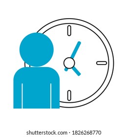 gestión de tiempo, captación de empleados ilustración vectorial línea azul y relleno