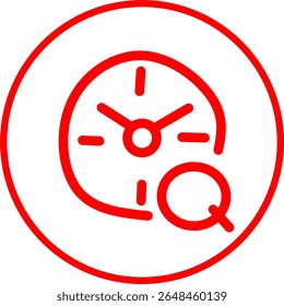 Icono de línea roja de administración de tiempo dentro del círculo. Icono de línea roja con el tema UI UX Productivity dentro del círculo