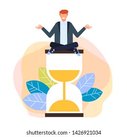 Time management and relax at work concept. Vector flat cartoon graphic design isolated illustration